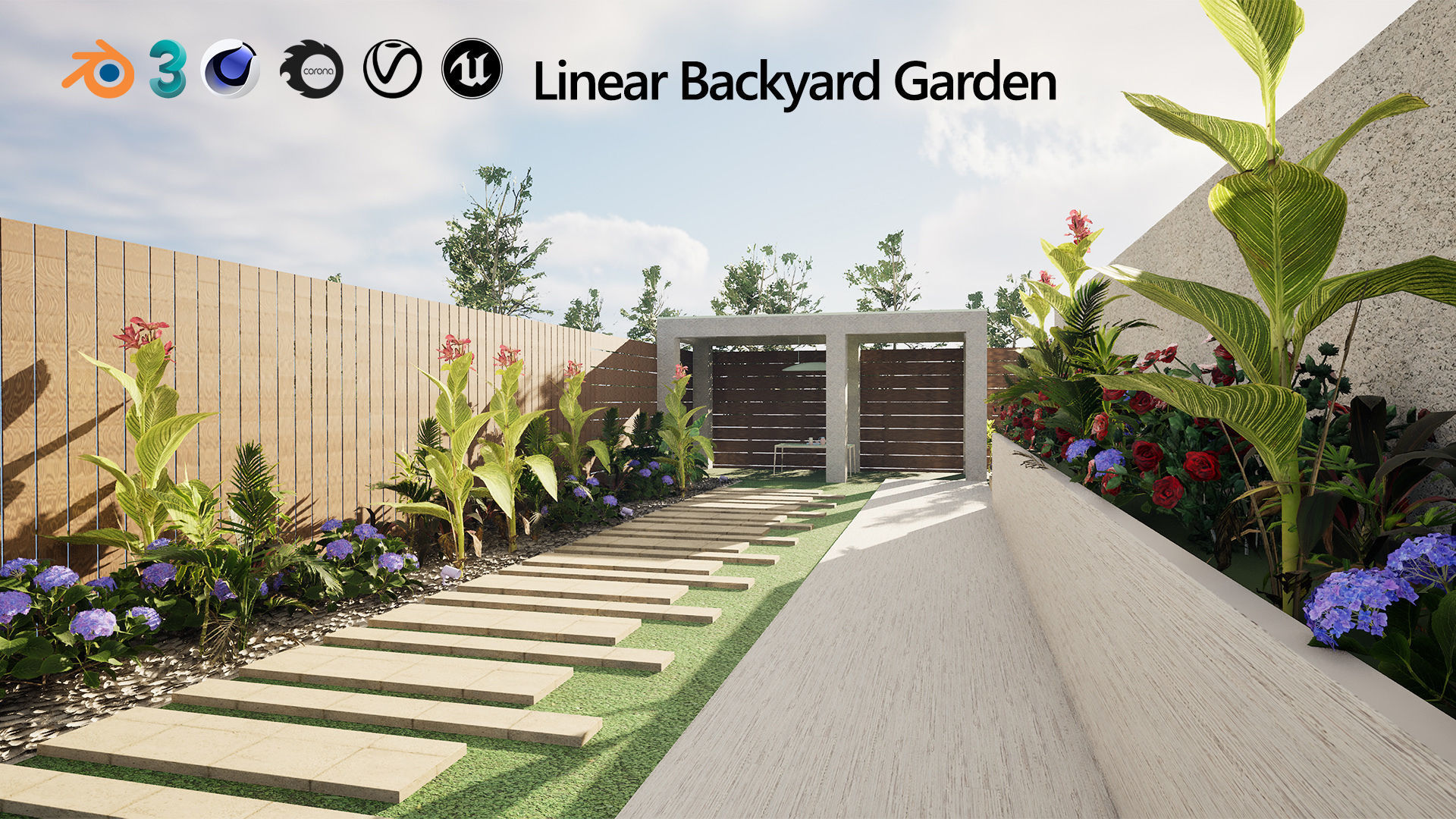 Linear Backyard Garden 3d model 3D model_2