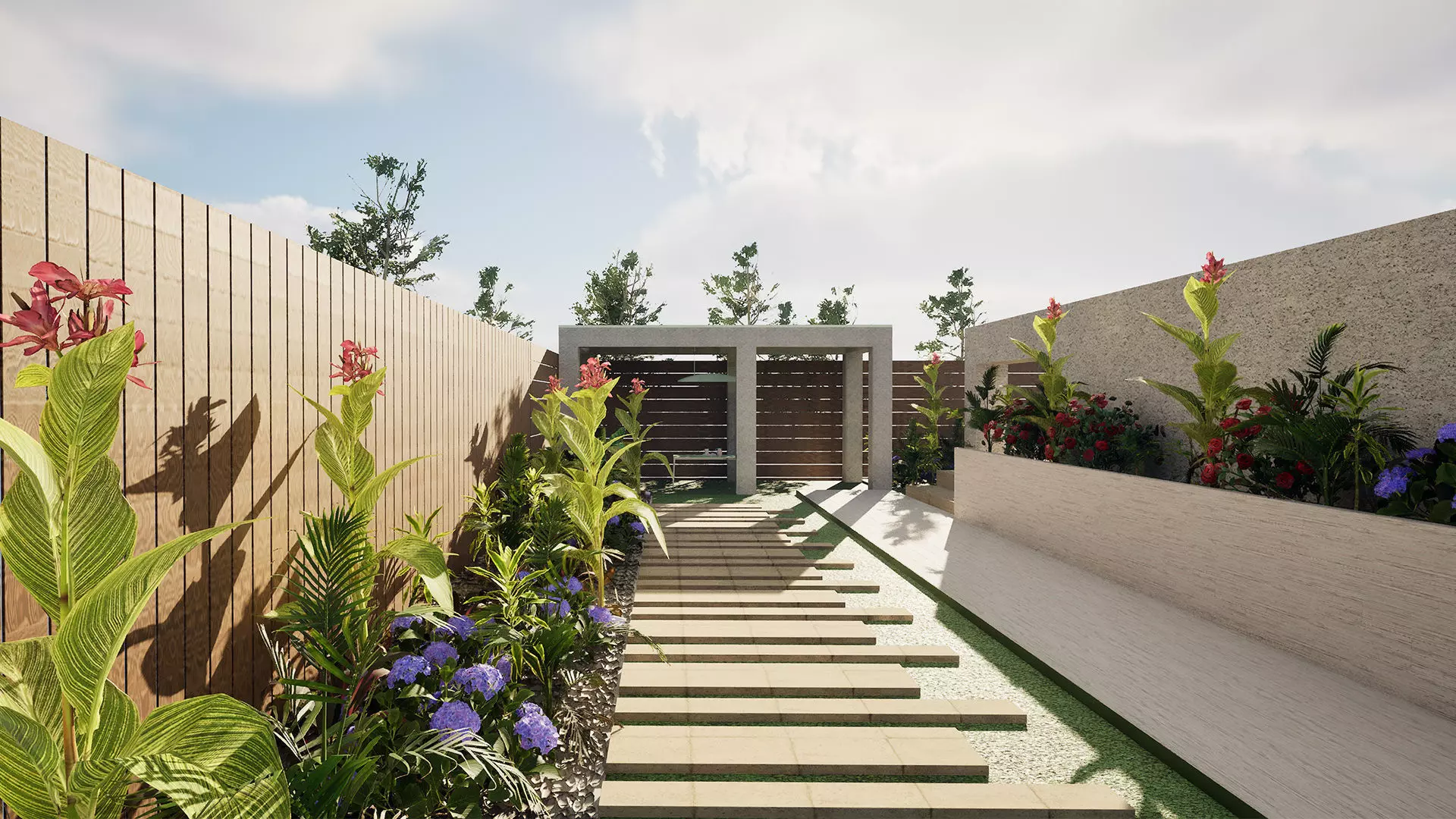 Linear Backyard Garden 3d model 3D model_0