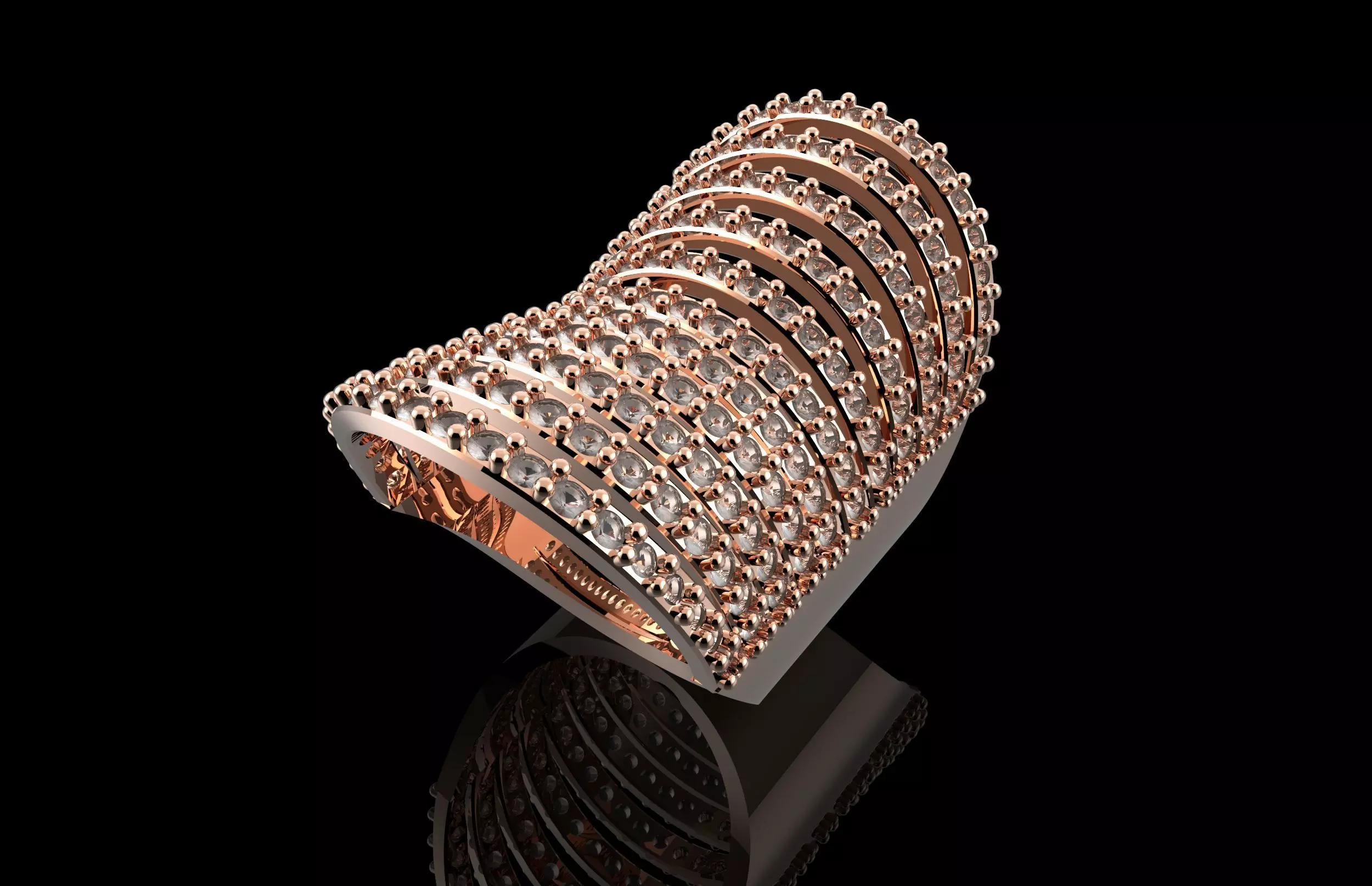 Fashion Ring With Brilliants 3D Print Model 3D print model