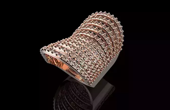 Fashion Ring With Brilliants 3D Print Model