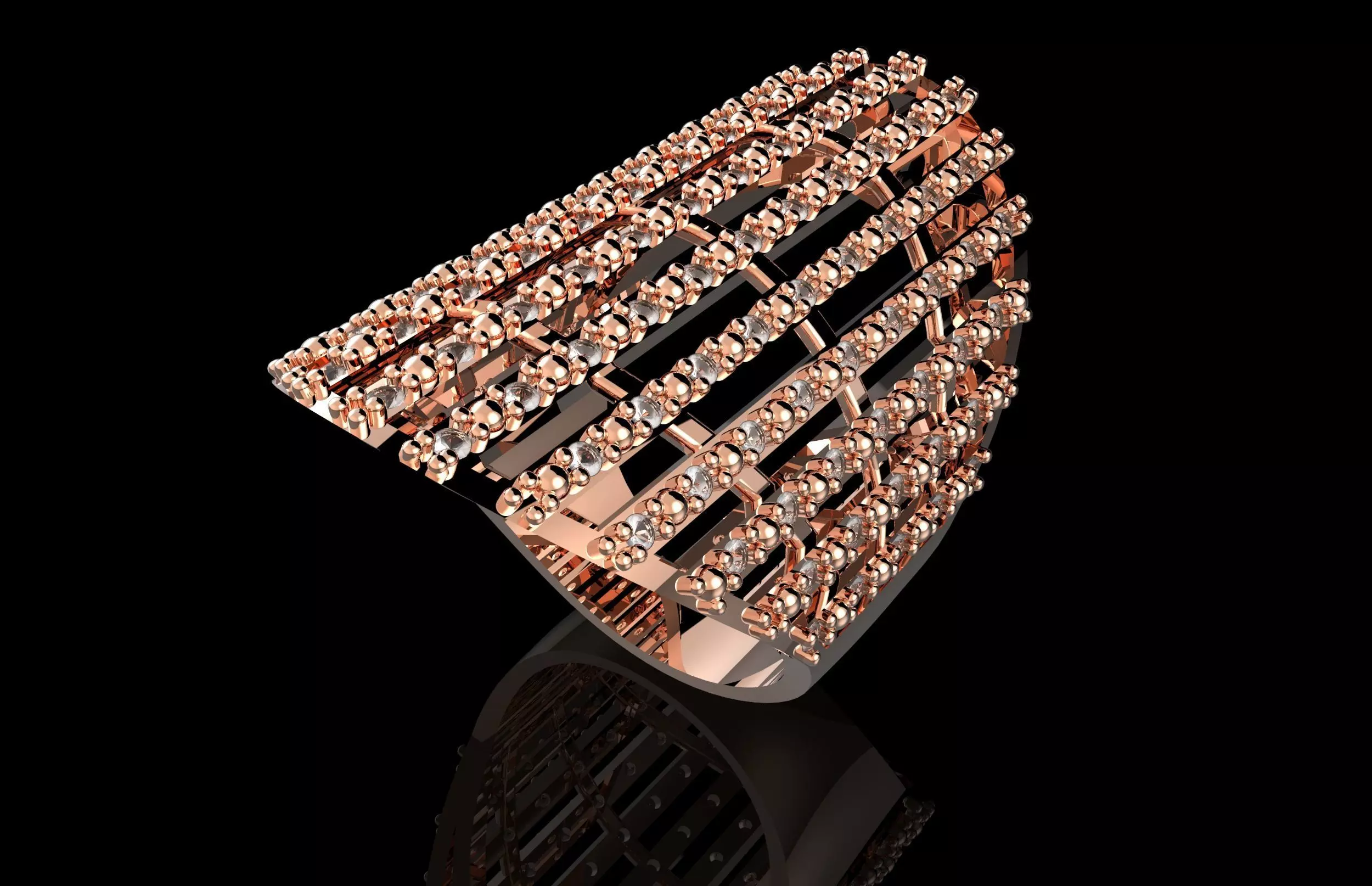 Fashion Ring With Brilliants 3D Print Model 3D print model