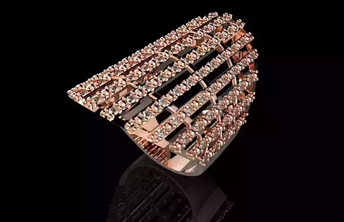 Fashion Ring With Brilliants 3D Print Model
