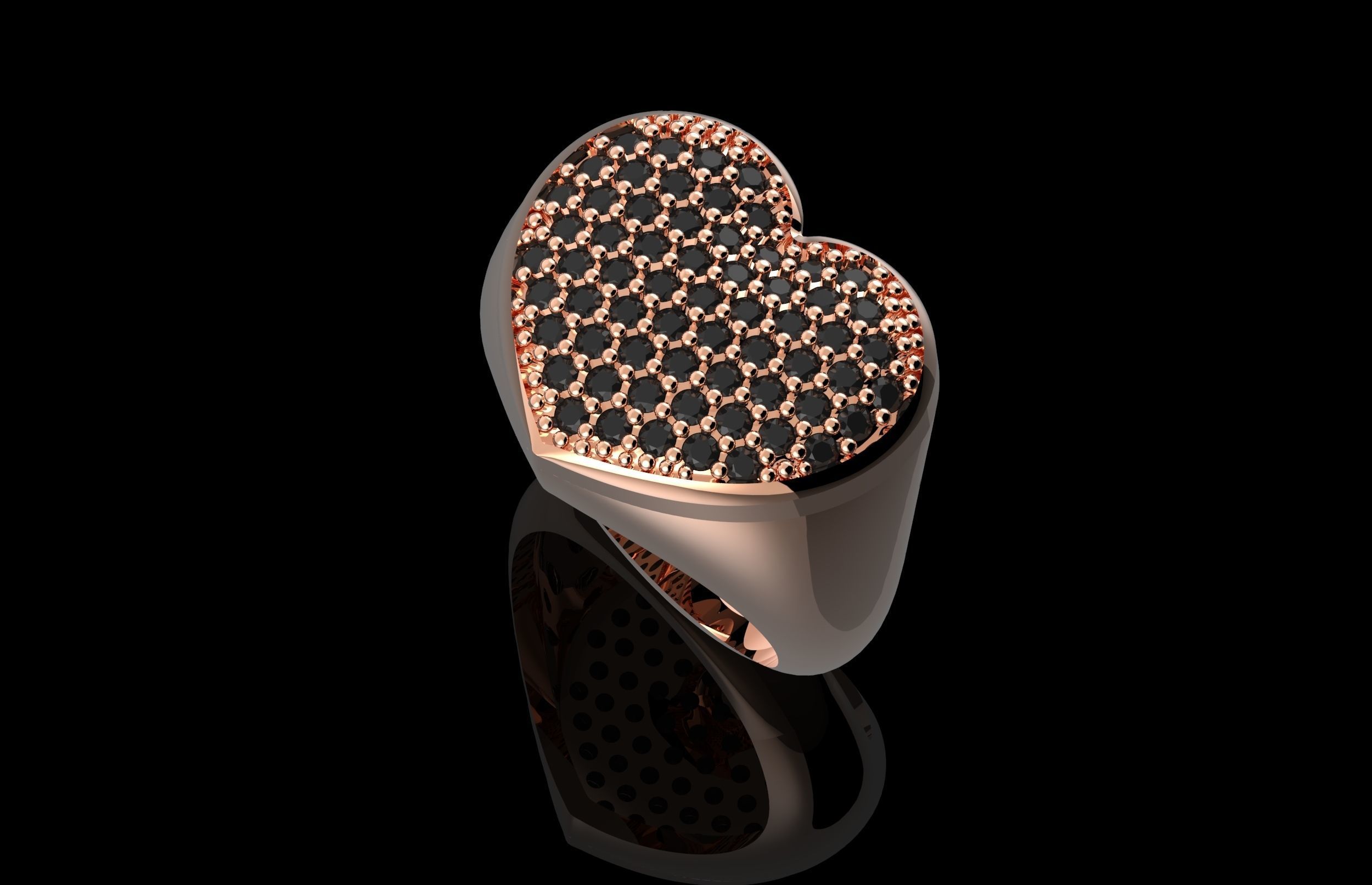 Heart Fashion Ring With Brilliants 3D Print Model 3D print model_5