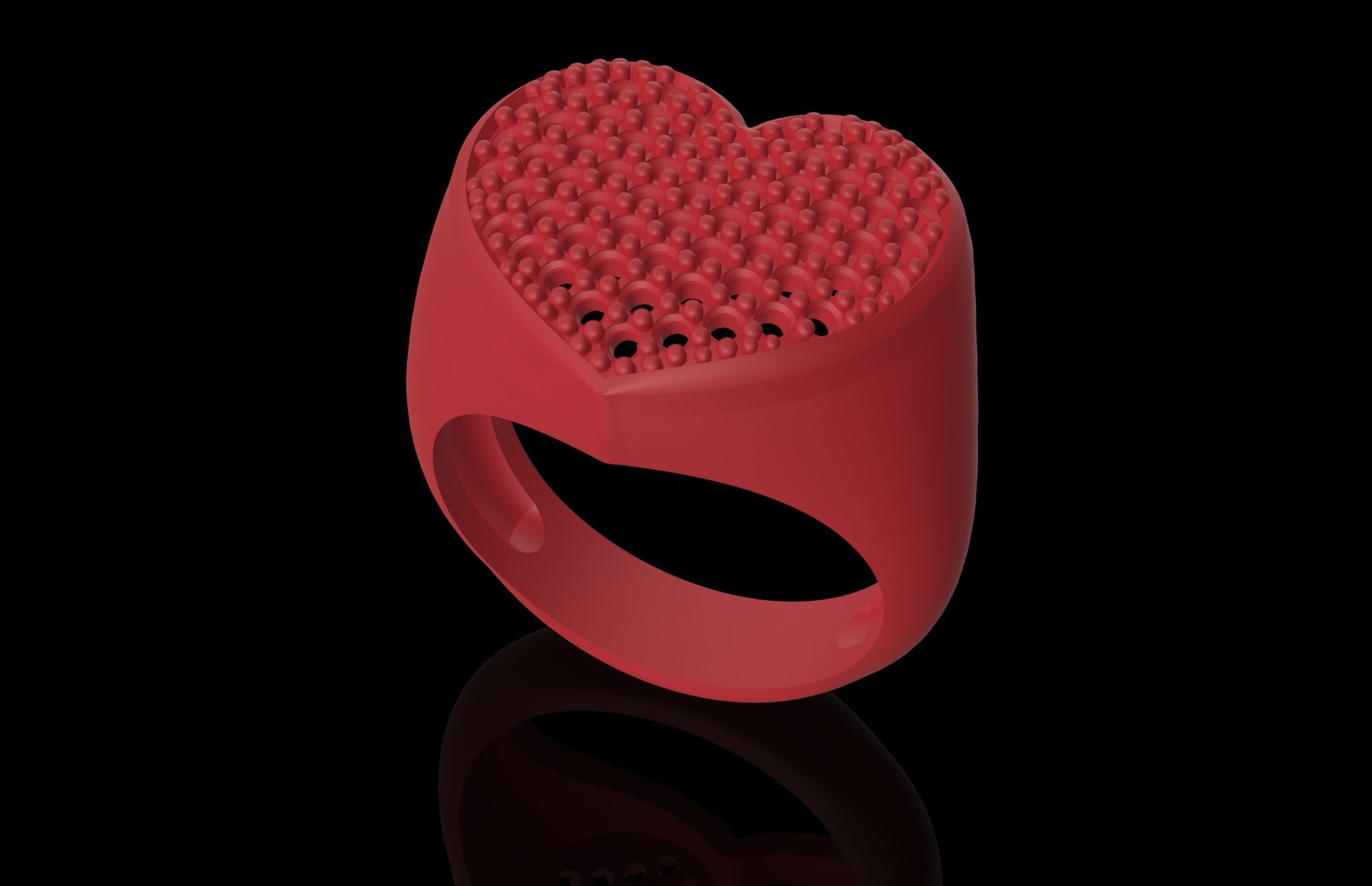 Heart Fashion Ring With Brilliants 3D Print Model 3D print model_7
