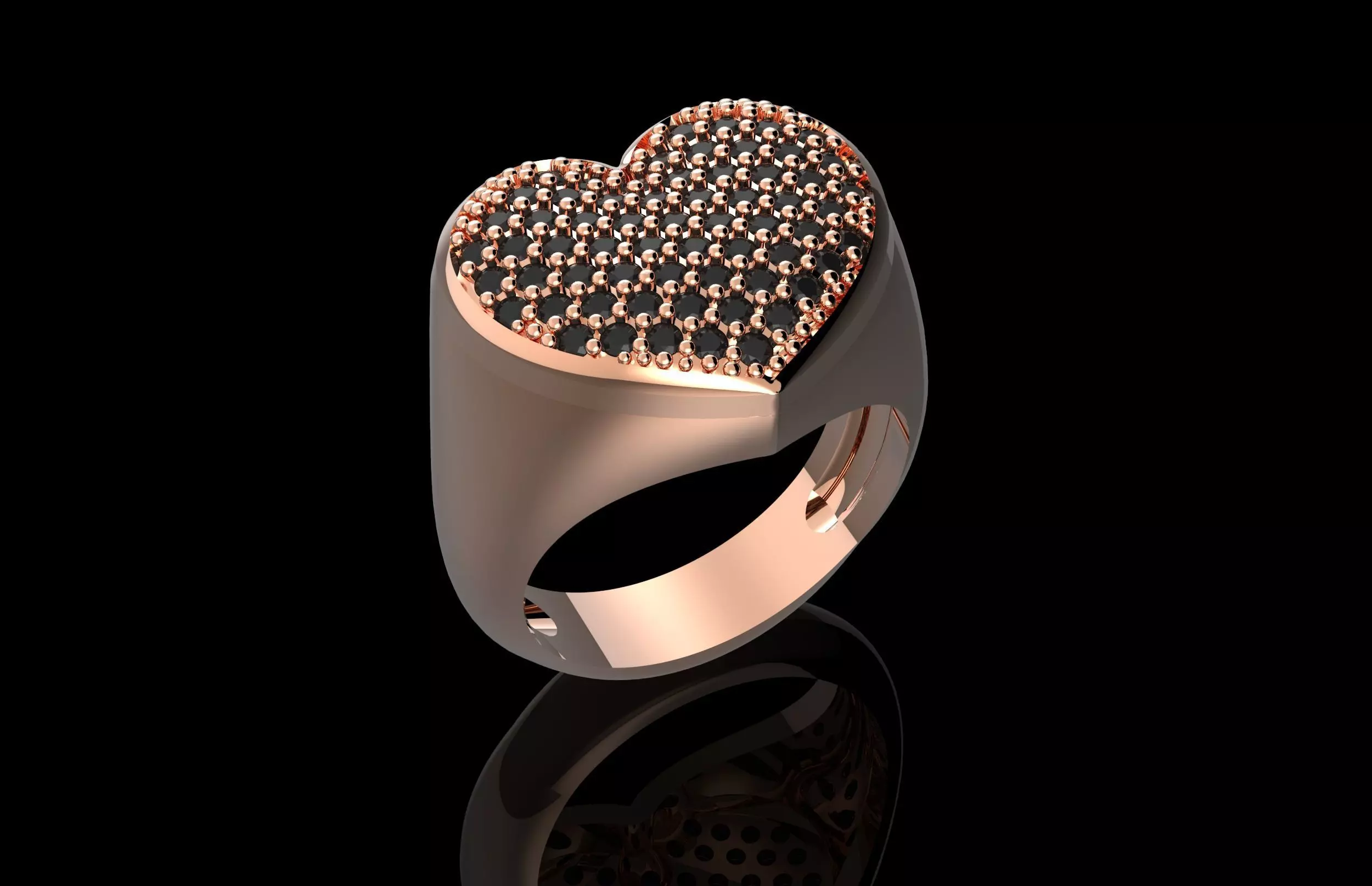 Heart Fashion Ring With Brilliants 3D Print Model 3D print model_0