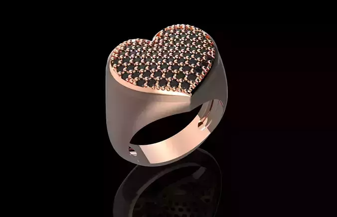 Heart Fashion Ring With Brilliants 3D Print Model