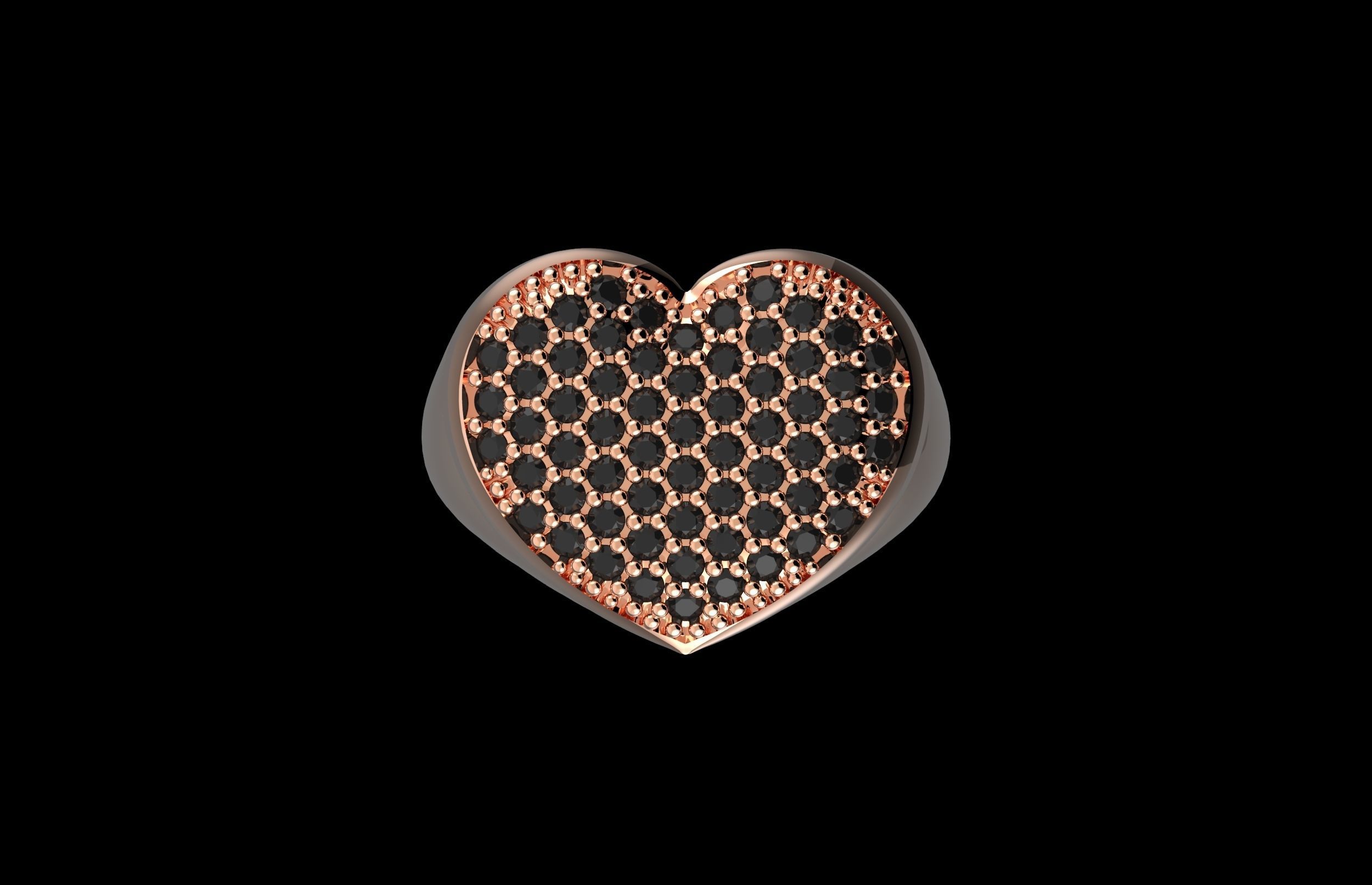 Heart Fashion Ring With Brilliants 3D Print Model 3D print model_4