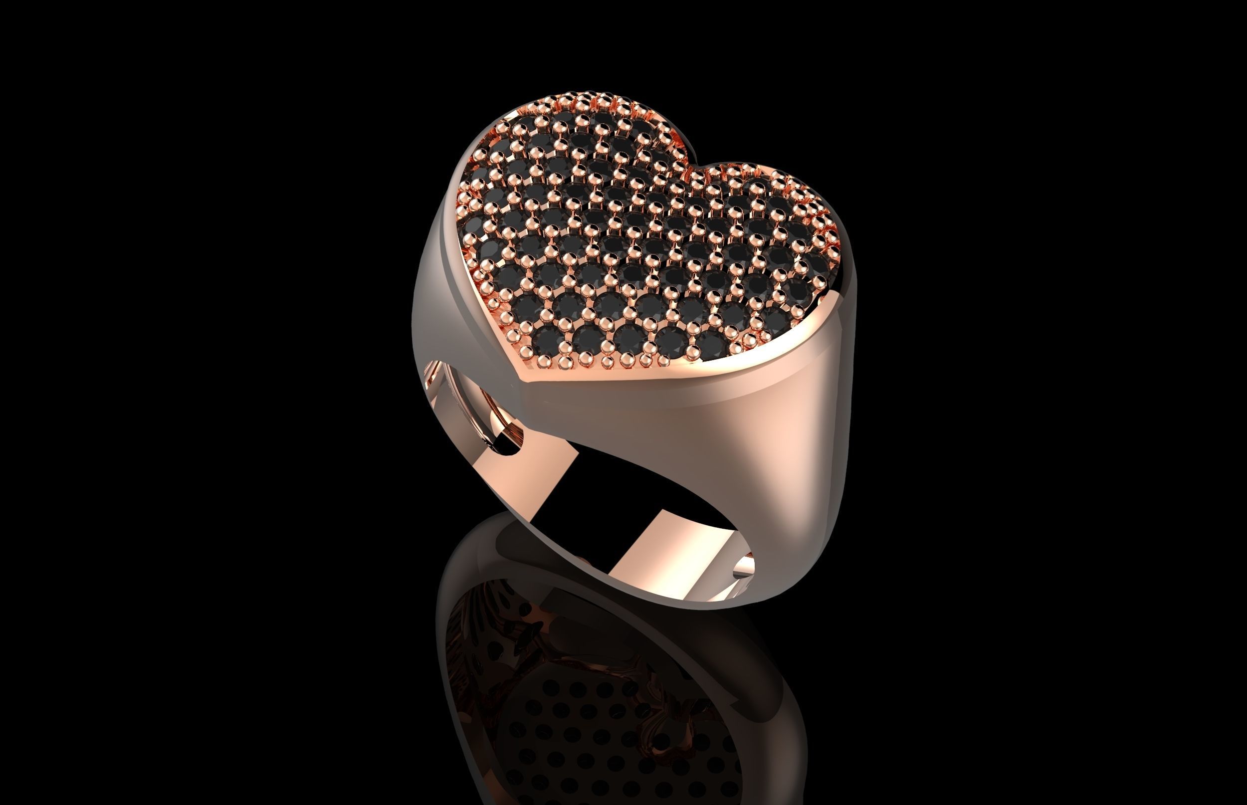 Heart Fashion Ring With Brilliants 3D Print Model 3D print model_1