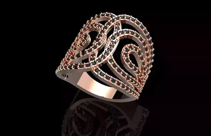 Fashion Ring With Brilliants 3D Print Model