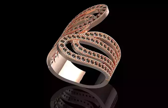 Fashion Ring With Brilliants 3D Print Model