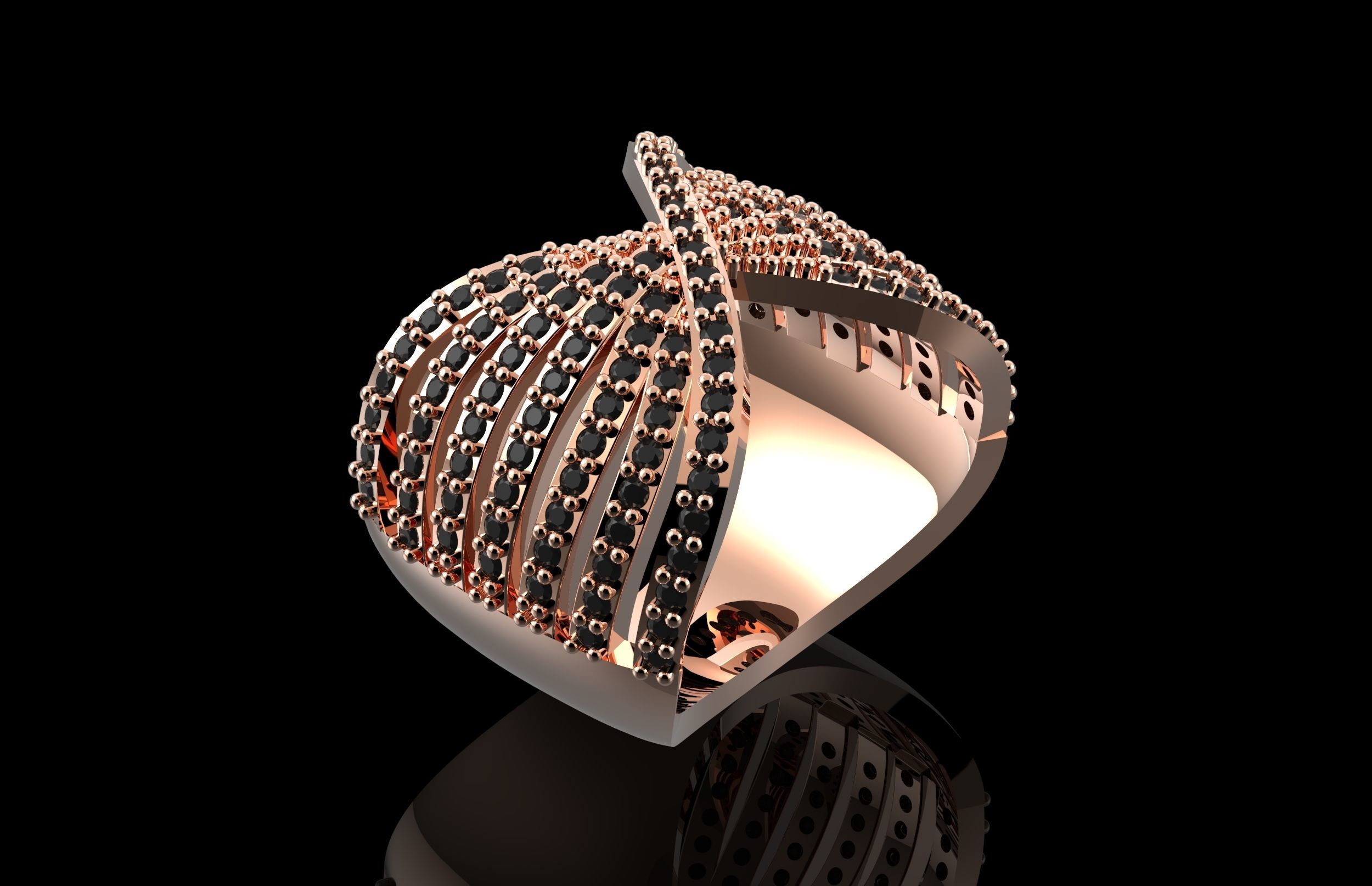 Fashion Ring With Brilliants 3D Print Model 3D print model_5