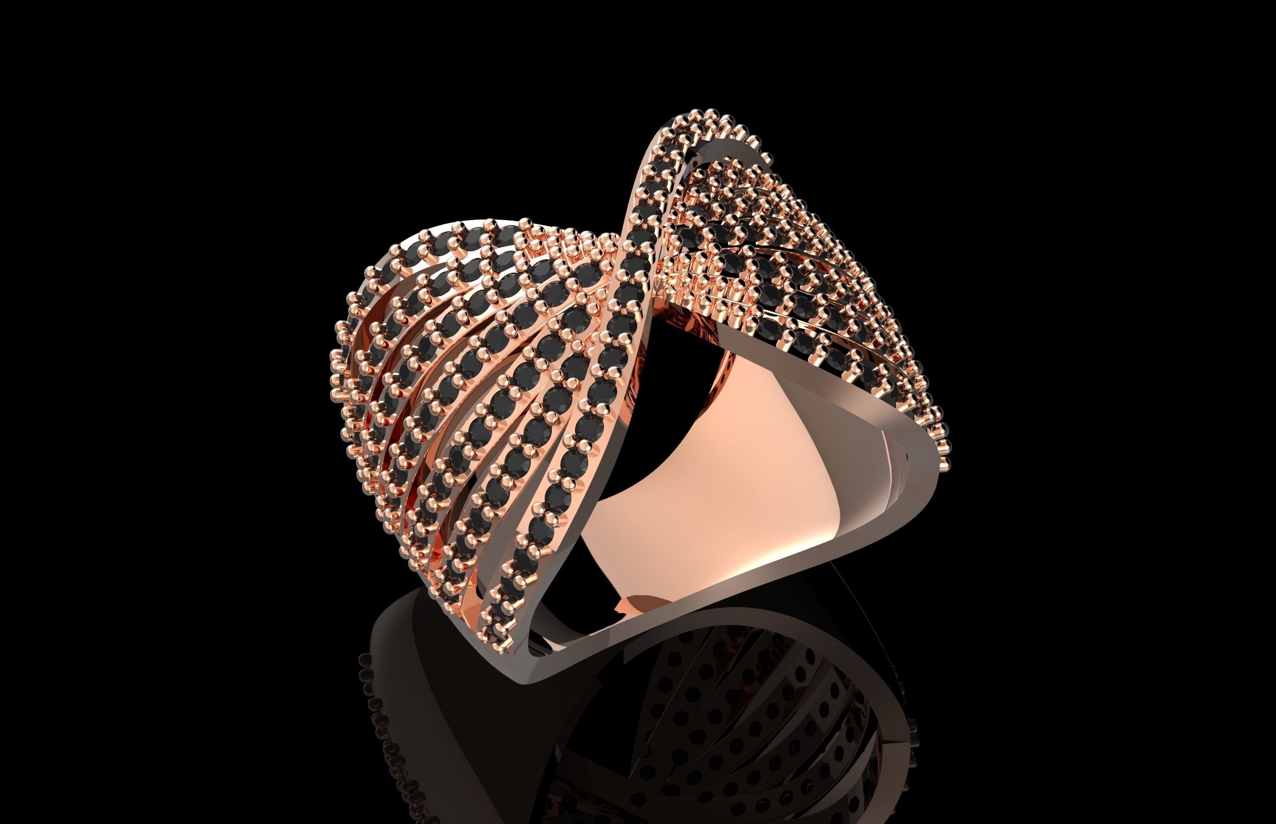 Fashion Ring With Brilliants 3D Print Model 3D print model_1
