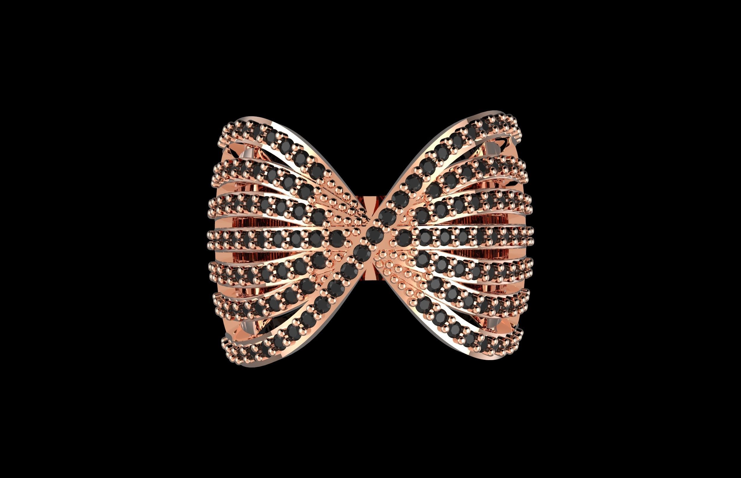 Fashion Ring With Brilliants 3D Print Model 3D print model_2