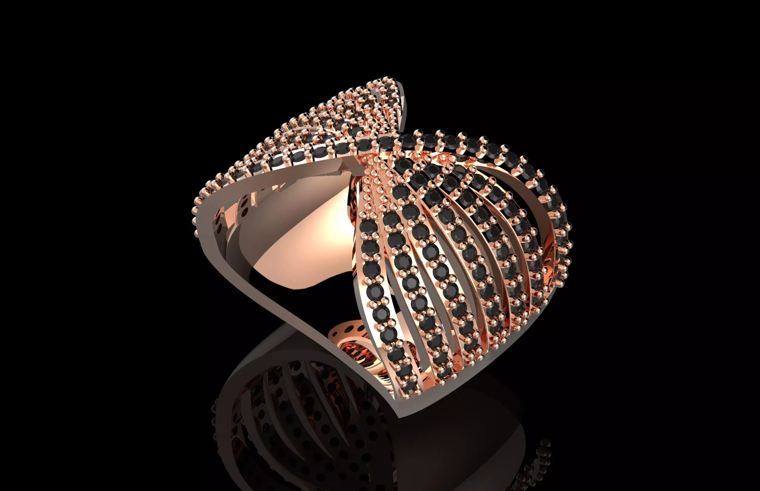 Fashion Ring With Brilliants 3D Print Model 3D print model_0