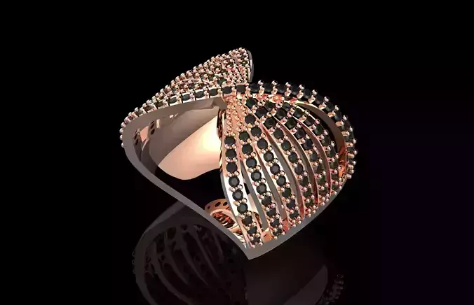 Fashion Ring With Brilliants 3D Print Model