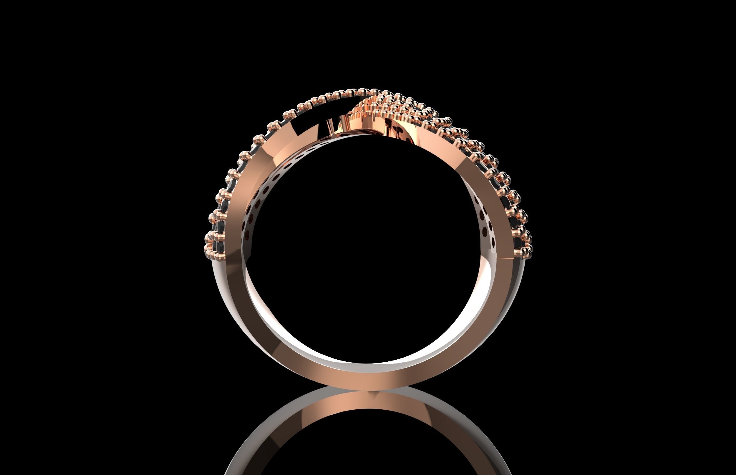 Fashion Ring With Brilliants 3D Print Model 3D print model_4