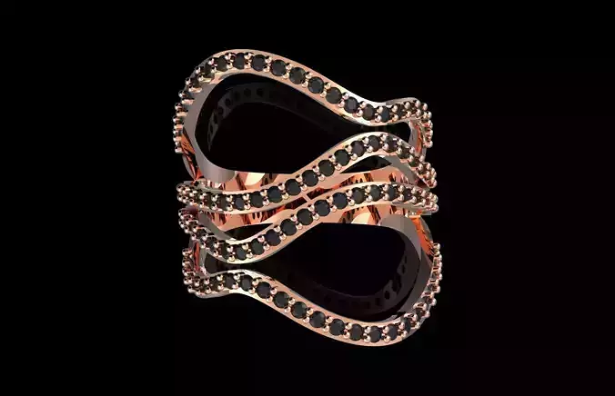 Fashion Ring With Brilliants 3D Print Model