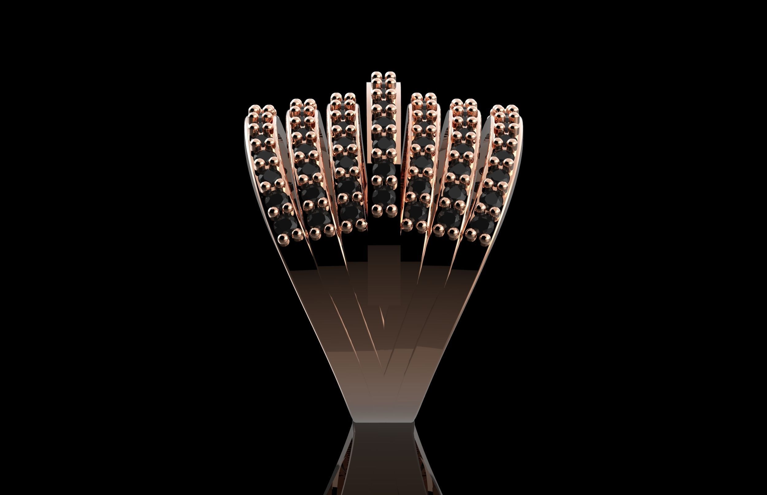 Fashion Ring With Brilliants 3D Print Model 3D print model_3