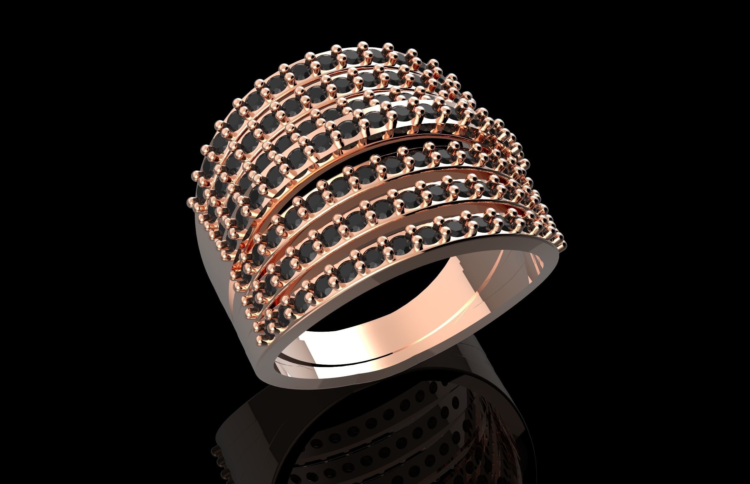 Fashion Ring With Brilliants 3D Print Model 3D print model_1