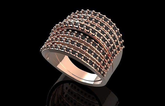 Fashion Ring With Brilliants 3D Print Model 3D print model