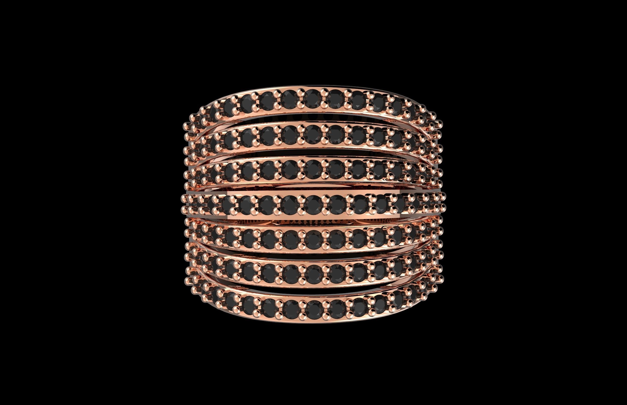 Fashion Ring With Brilliants 3D Print Model 3D print model_4