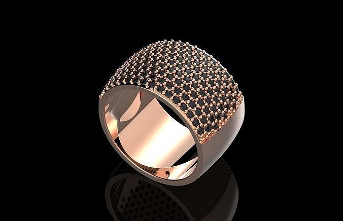 Fashion Ring With Brilliants 3D Print Model 3D print model