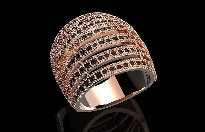 Fashion Ring With Brilliants 3D Print Model 3D print model