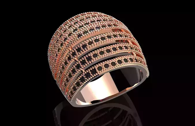 Fashion Ring With Brilliants 3D Print Model