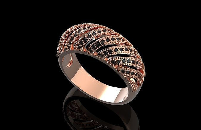 Fashion Ring With Brilliants 3D Print Model 3D print model
