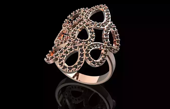 Fashion Ring With Brilliants 3D Print Model
