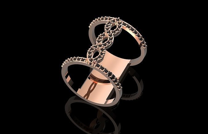 Fashion Ring With Brilliants 3D Print Model 3D print model