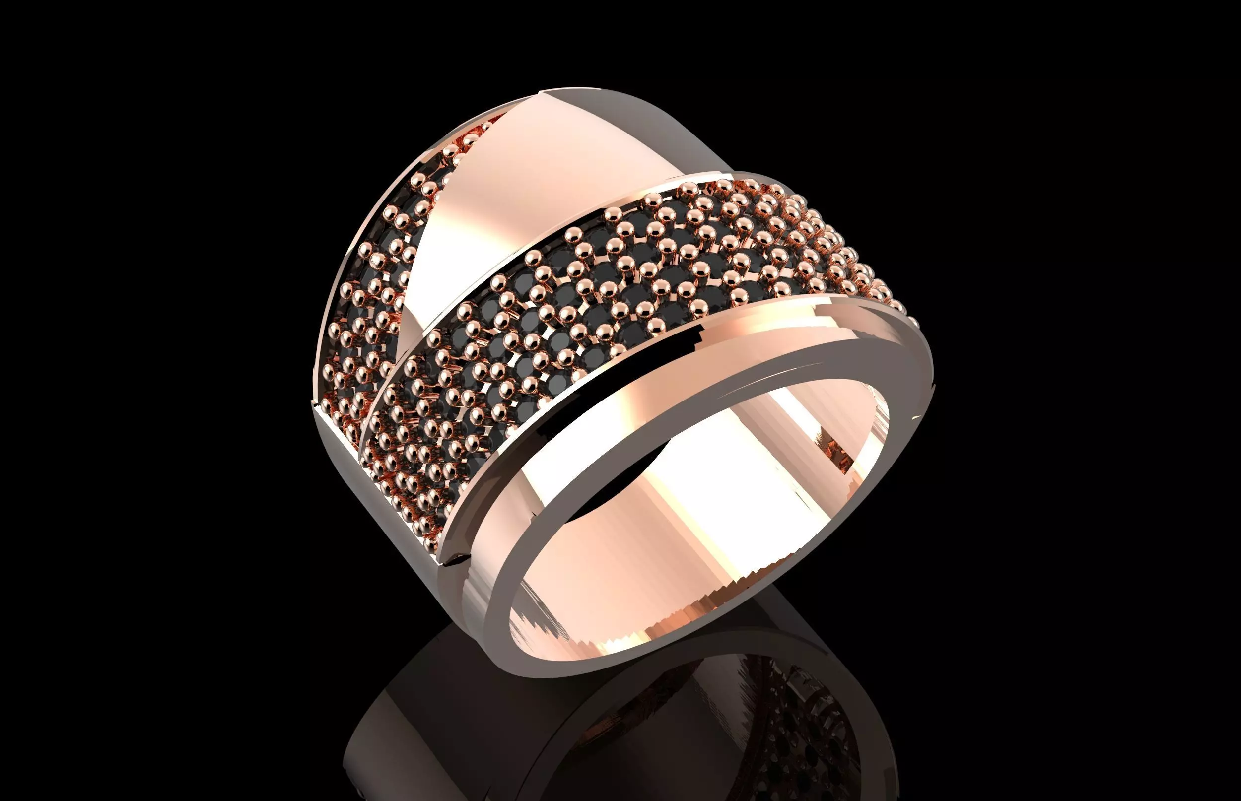 Fashion Ring With Brilliants 3D Print Model 3D print model_0