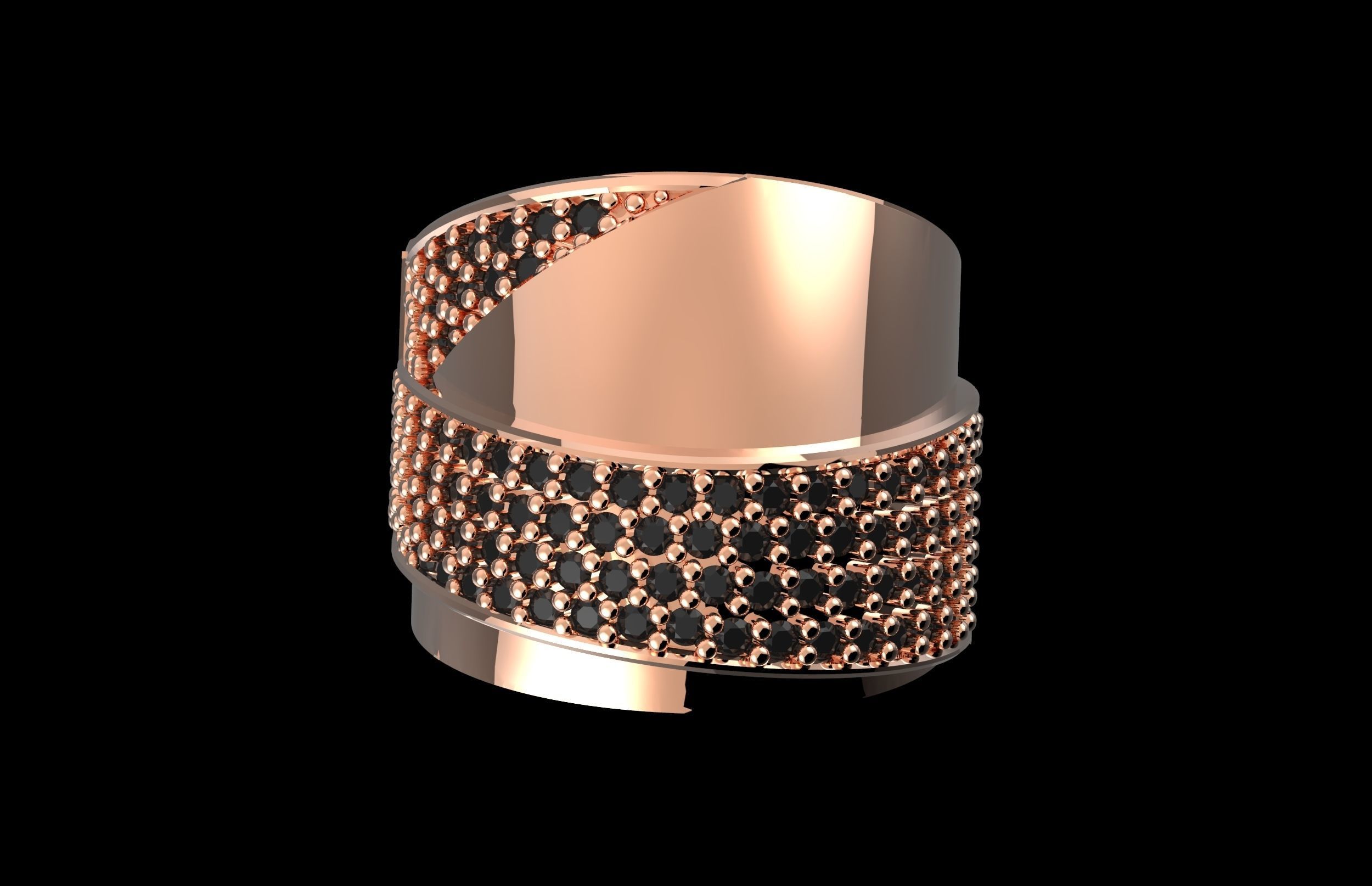 Fashion Ring With Brilliants 3D Print Model 3D print model_3