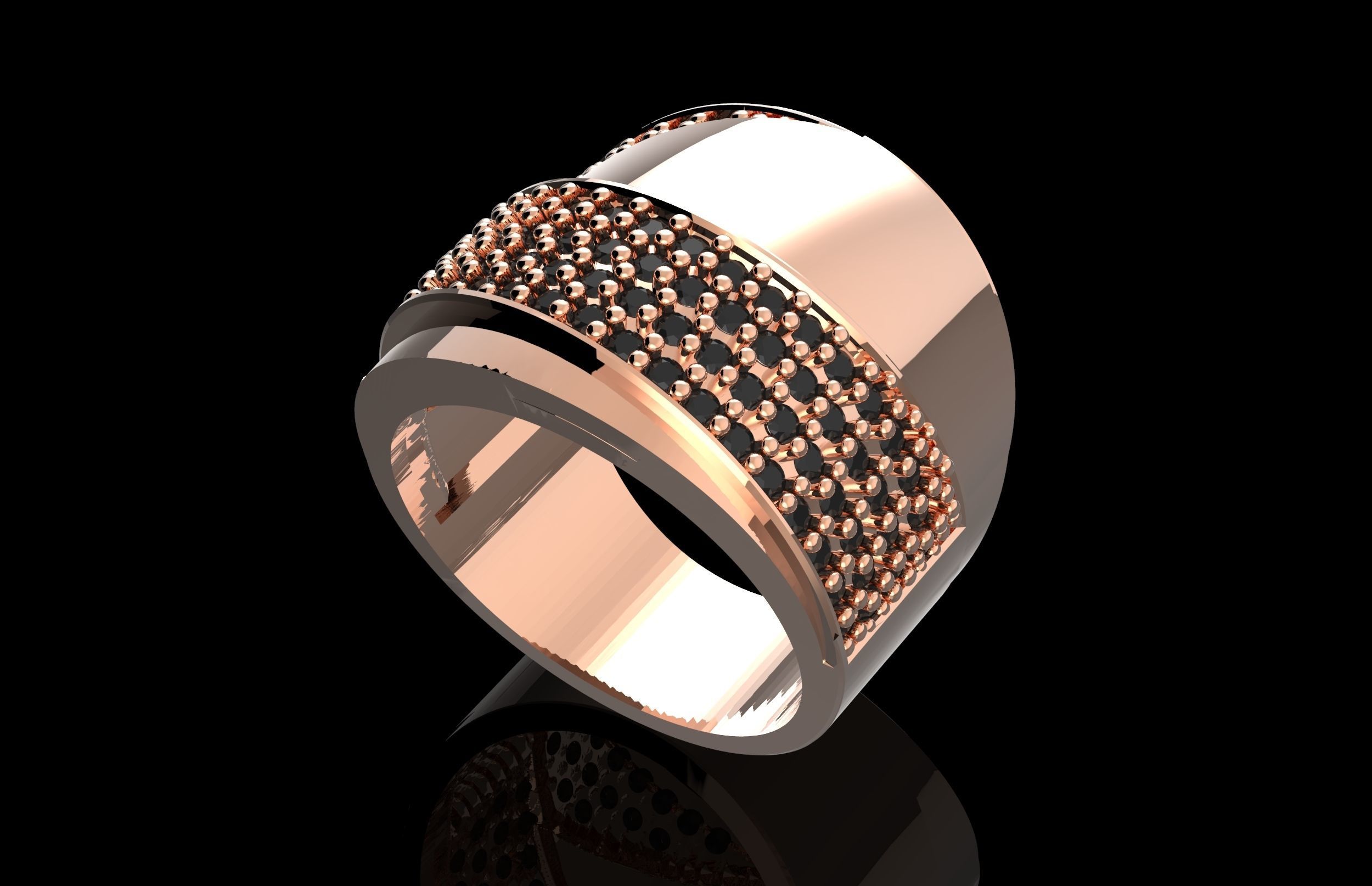 Fashion Ring With Brilliants 3D Print Model 3D print model_1