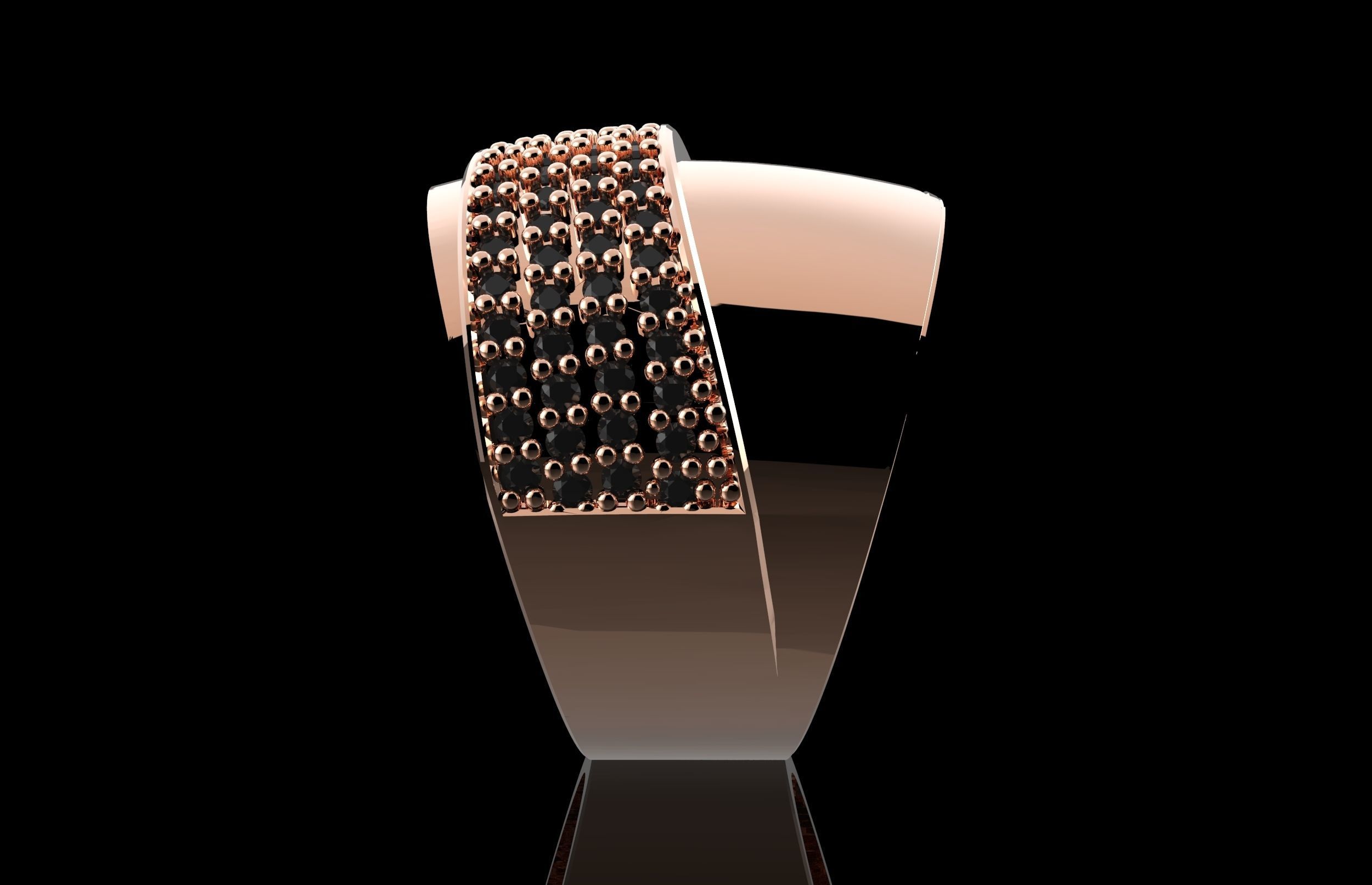 Fashion Ring With Brilliants 3D Print Model 3D print model_2