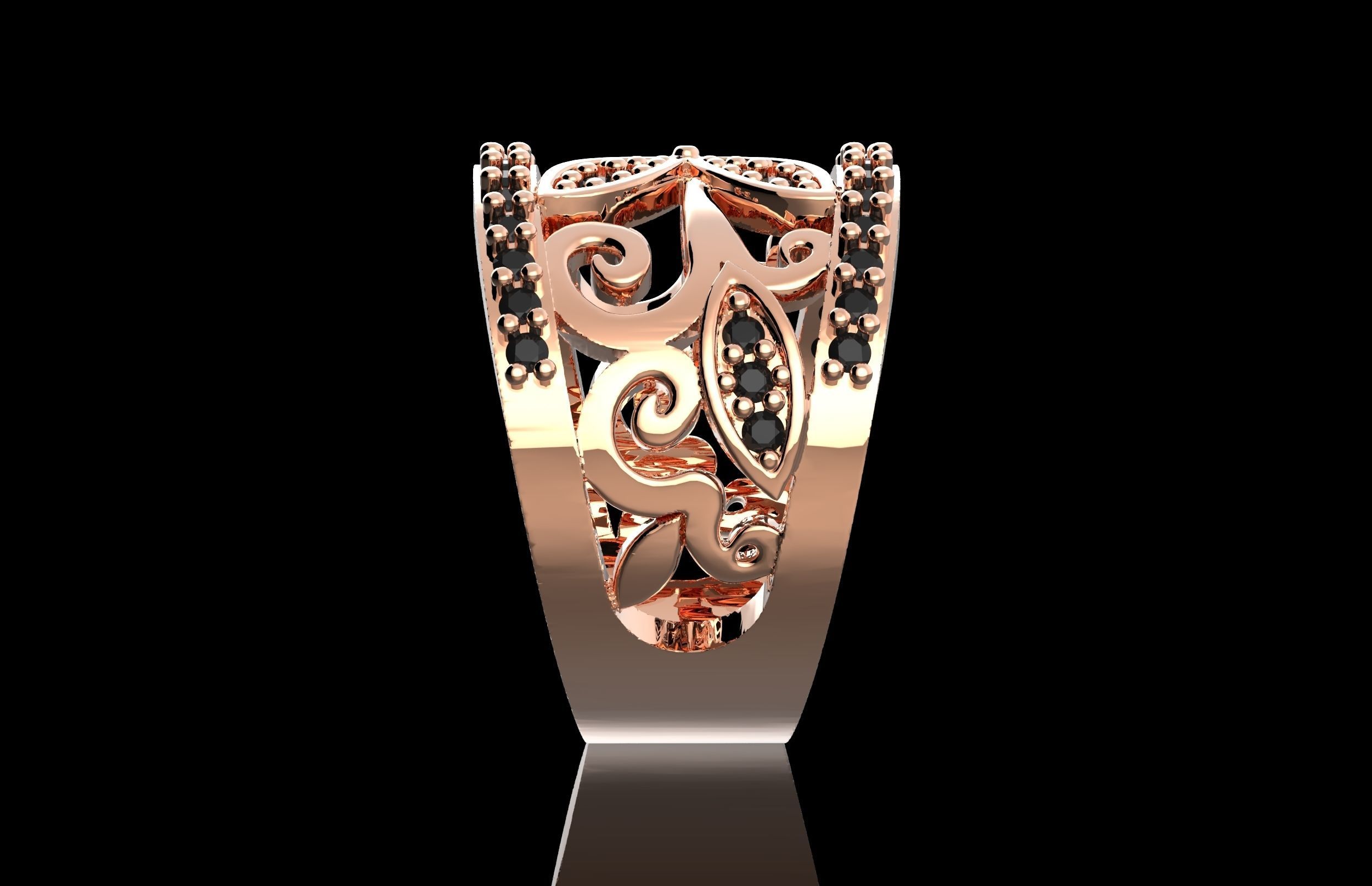 Fashion Ring With Brilliants 3D Print Model 3D print model_7