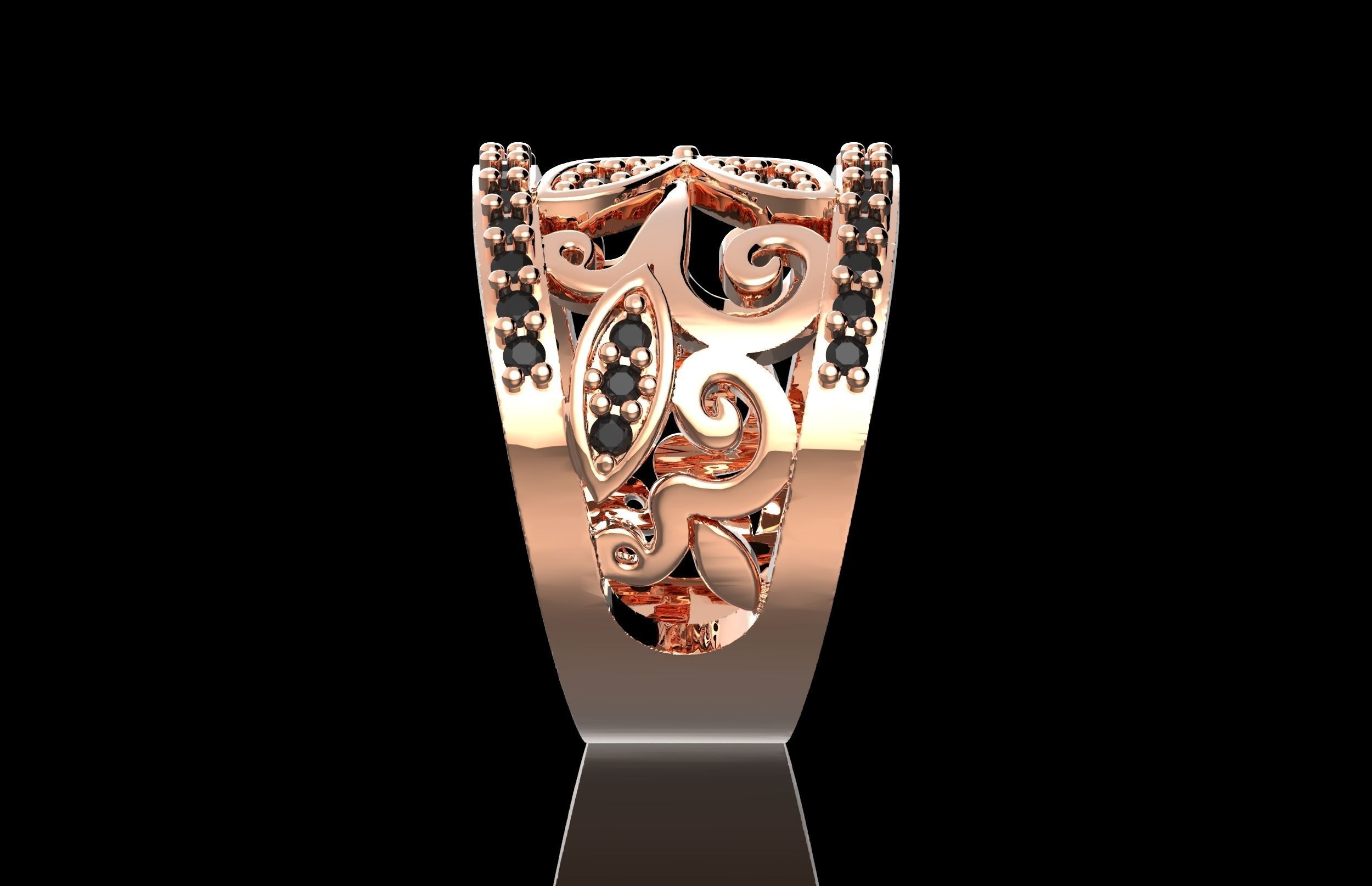 Fashion Ring With Brilliants 3D Print Model 3D print model_8