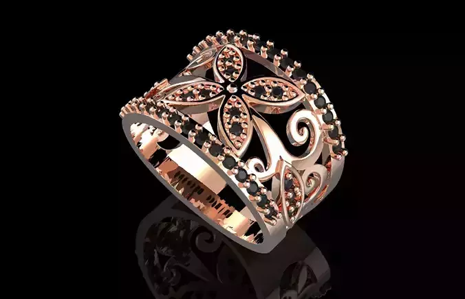 Fashion Ring With Brilliants 3D Print Model