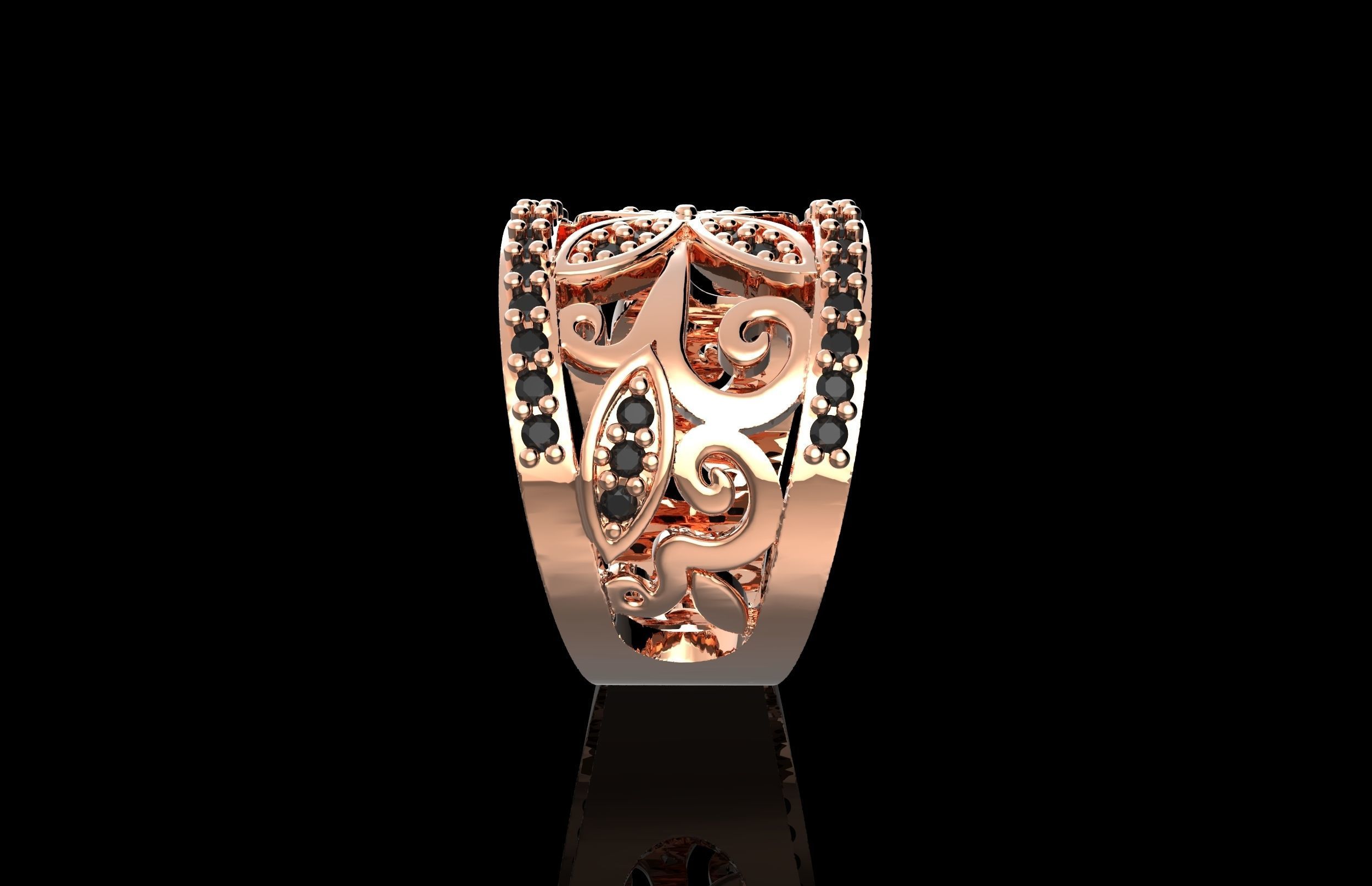 Fashion Ring With Brilliants 3D Print Model 3D print model_4
