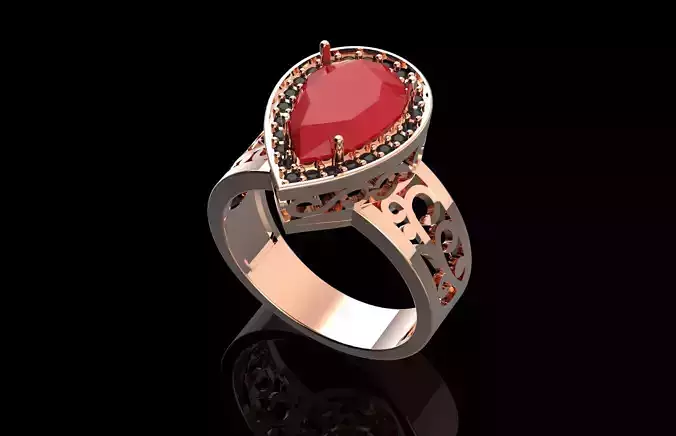  Fashion Ring With Brilliants 3D Print Model