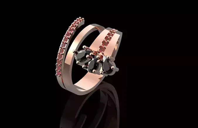 Fashion Ring With Brilliants 3D Print Model