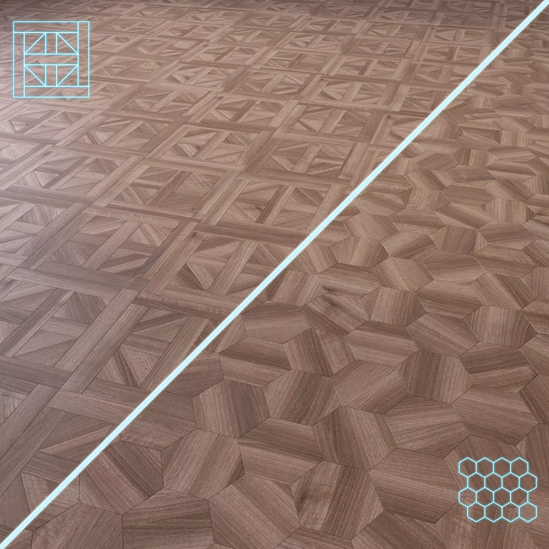 Parquet - Laminate - Wooden floor 2 in 1 Low-poly 3D model_0