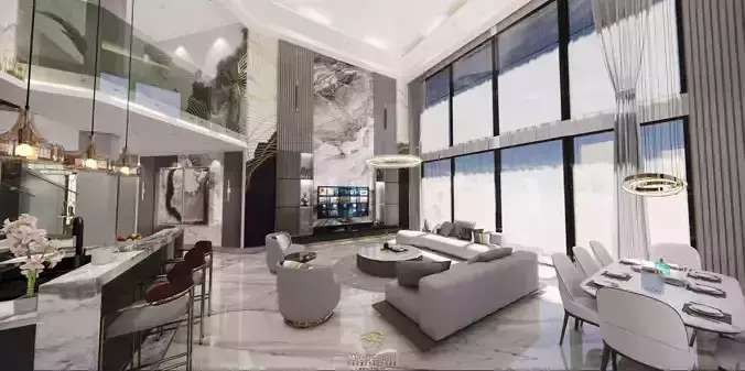 Loft Apartment Interior Design Low-poly 3D model
