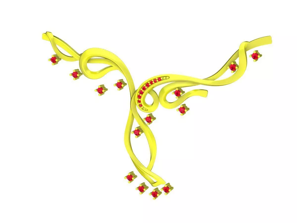 Ornamental Floral Necklace with Curved Vine Design 6814 3D print model