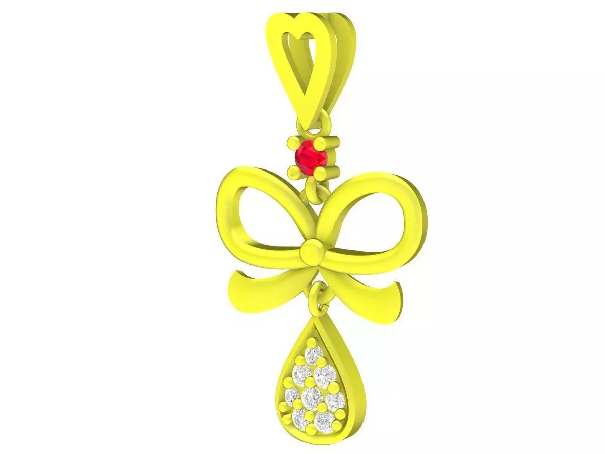 Elegant Bow Ribbon Pendant with Teardrop Accent Design 6817 3D print model