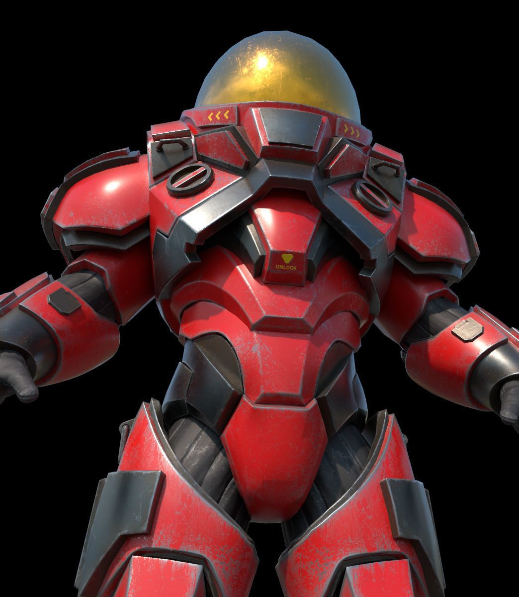 Battle Suit Low-poly 3D model_7