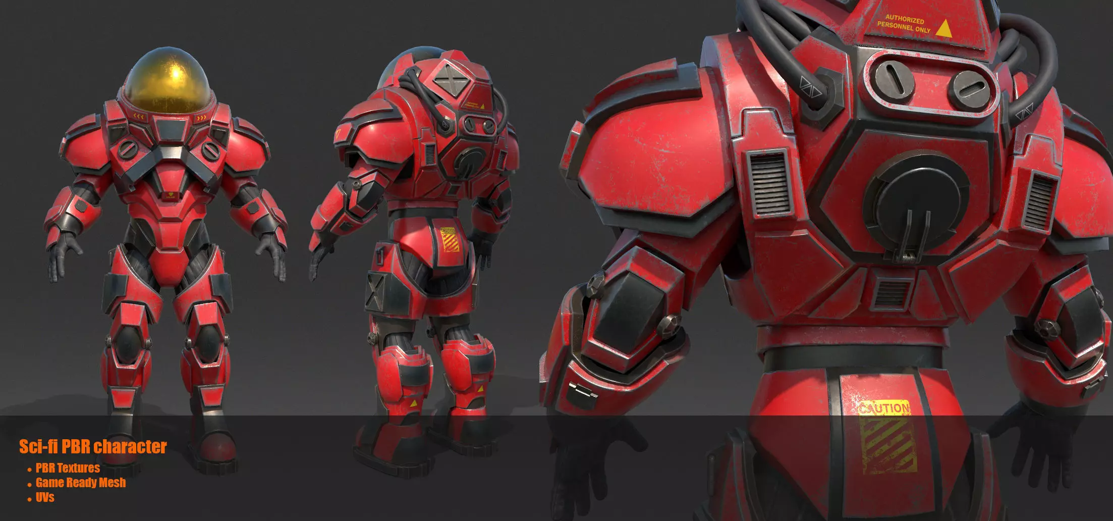 Battle Suit Low-poly 3D model_0