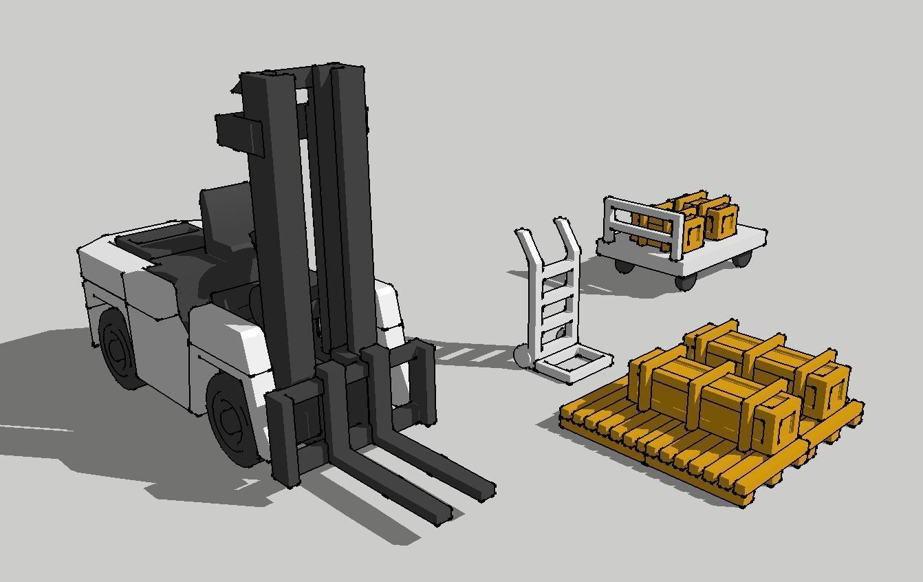 Warehouse Accessories Forklift Cart Pallet by Outland Models 3D print model_1