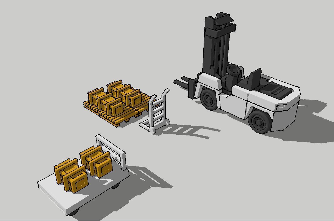 Warehouse Accessories Forklift Cart Pallet by Outland Models 3D print model_2
