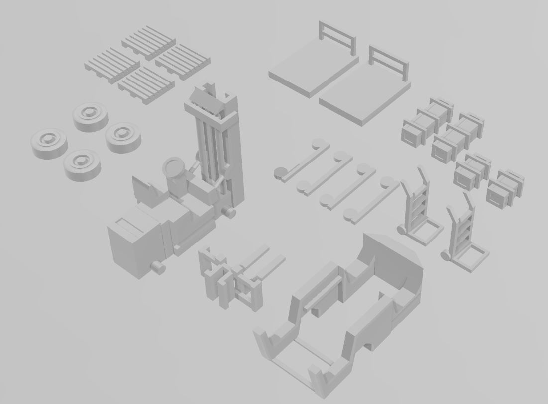 Warehouse Accessories Forklift Cart Pallet by Outland Models 3D print model_4